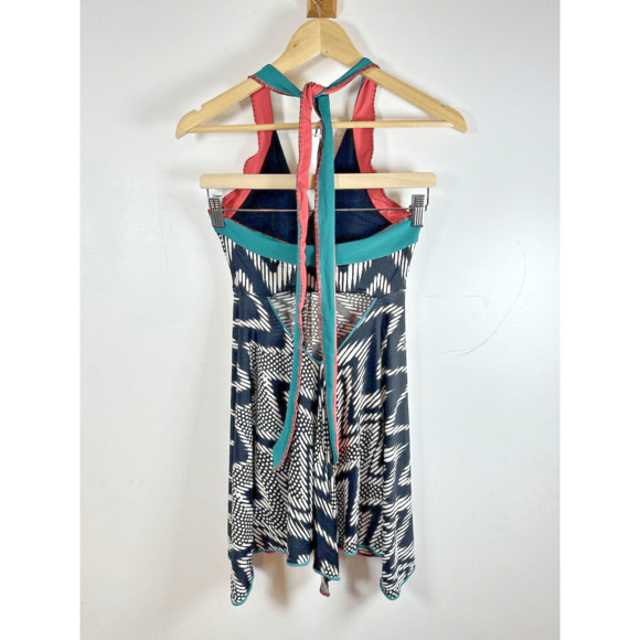 Autumn Teneyl Halter Dress Black and White Geometric Sz M - Picture 3 of 14